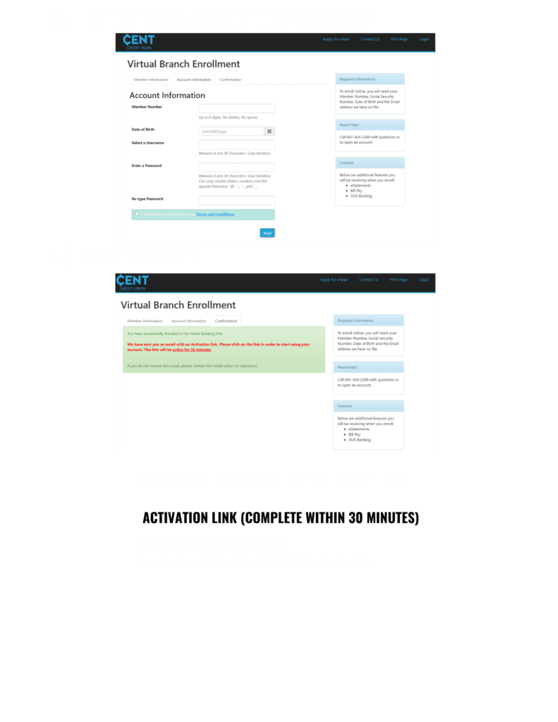 Online Banking Enrollment Instructions Cont.